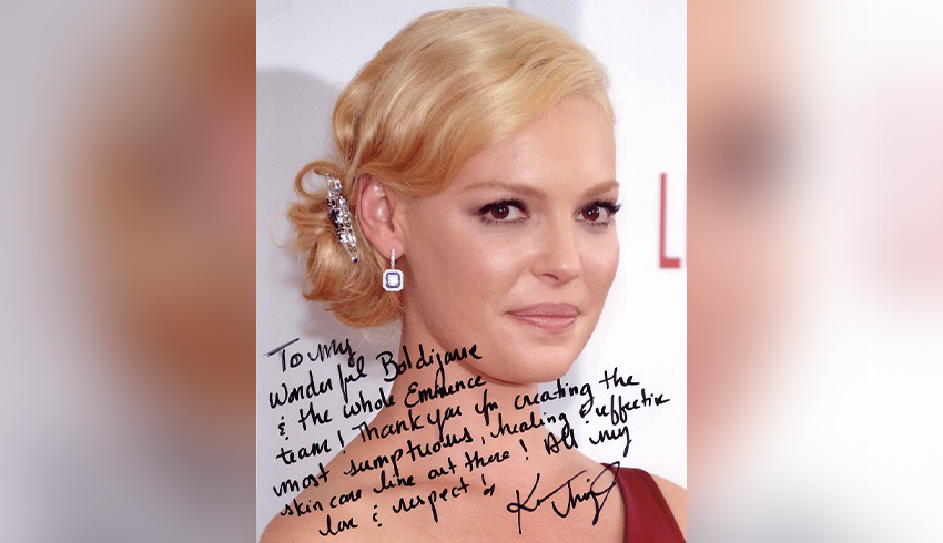Katherine Heigl and Eminence Organics products
